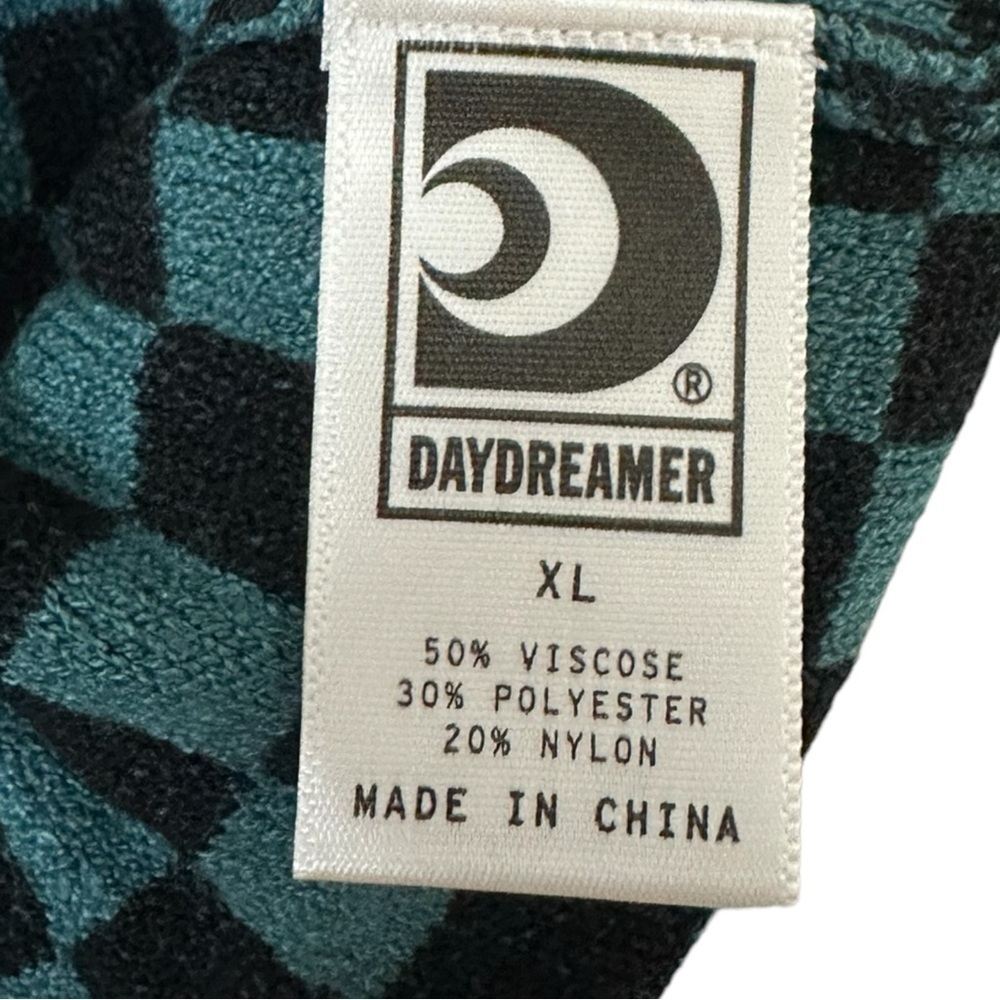 Daydreamer LA Teal Green Black Checkered Pullover Long Sleeve Sweater XL NWT - Picture 6 of 8